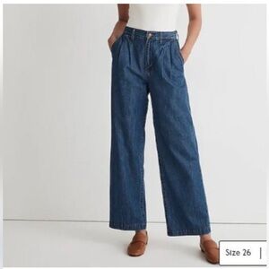Madewell Trouser Jeans Pleated High Rise Wide Leg Medium Wash 27
